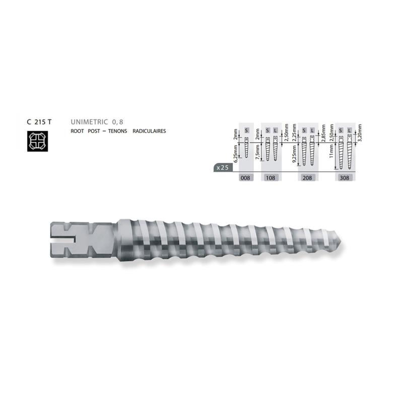 Штифты титан Юниметрик / UNIMETRIC 108L 25шт Maillefer C215TL0010800 купить